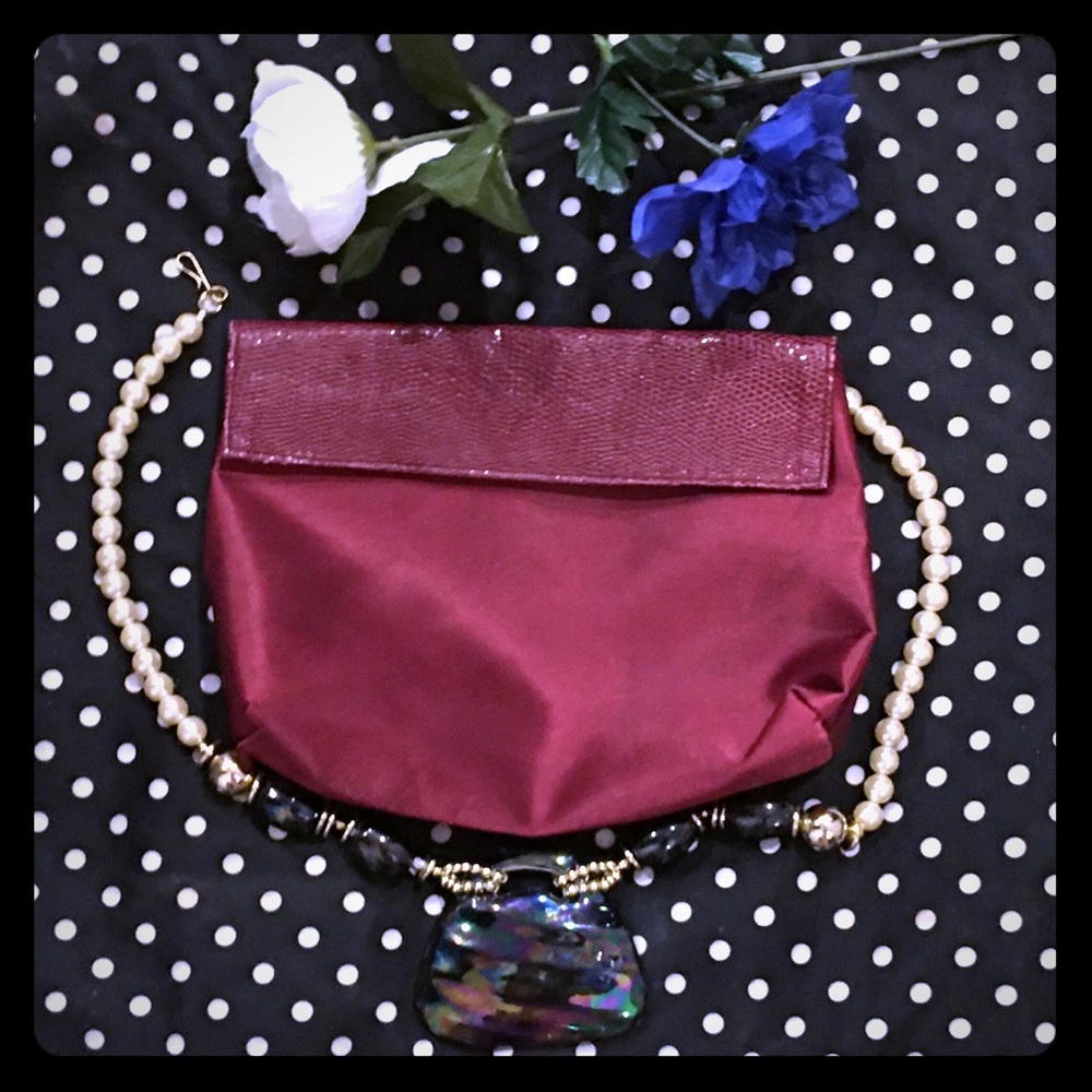 FASHION FAIR satin magenta makeup bag